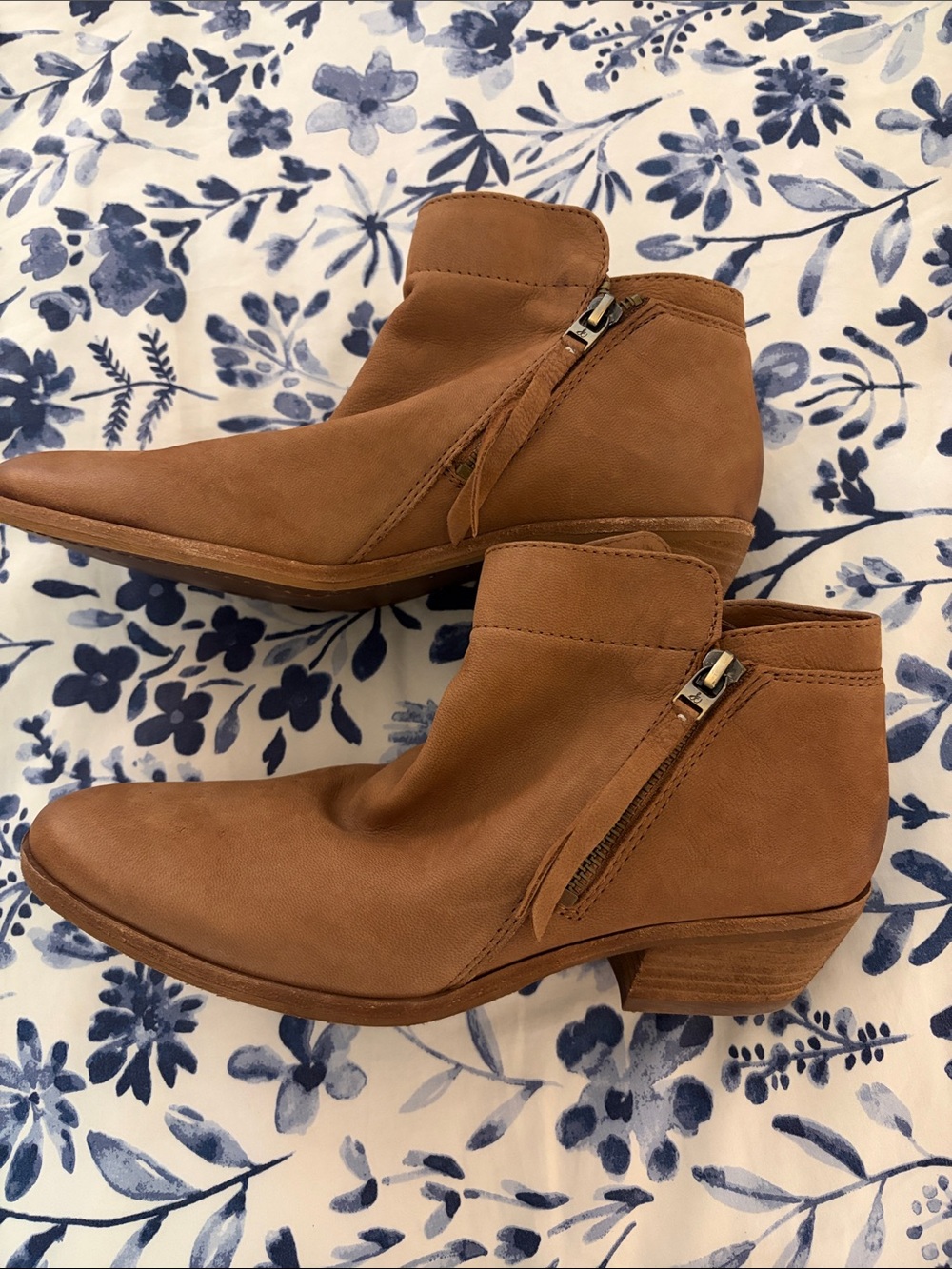 Sam Edelman Tan Suede Ankle Booties with Side Zip